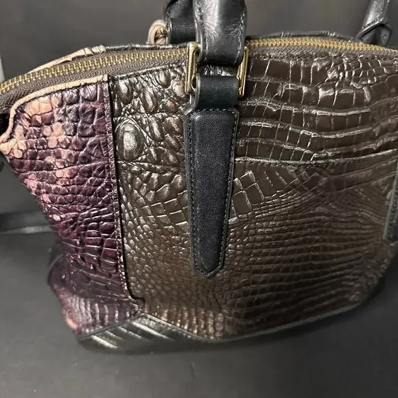 Brahmin Duxbury Croc Embossed Stachel Bag Purse Plum Brown Please READ details - Picture 9 of 12